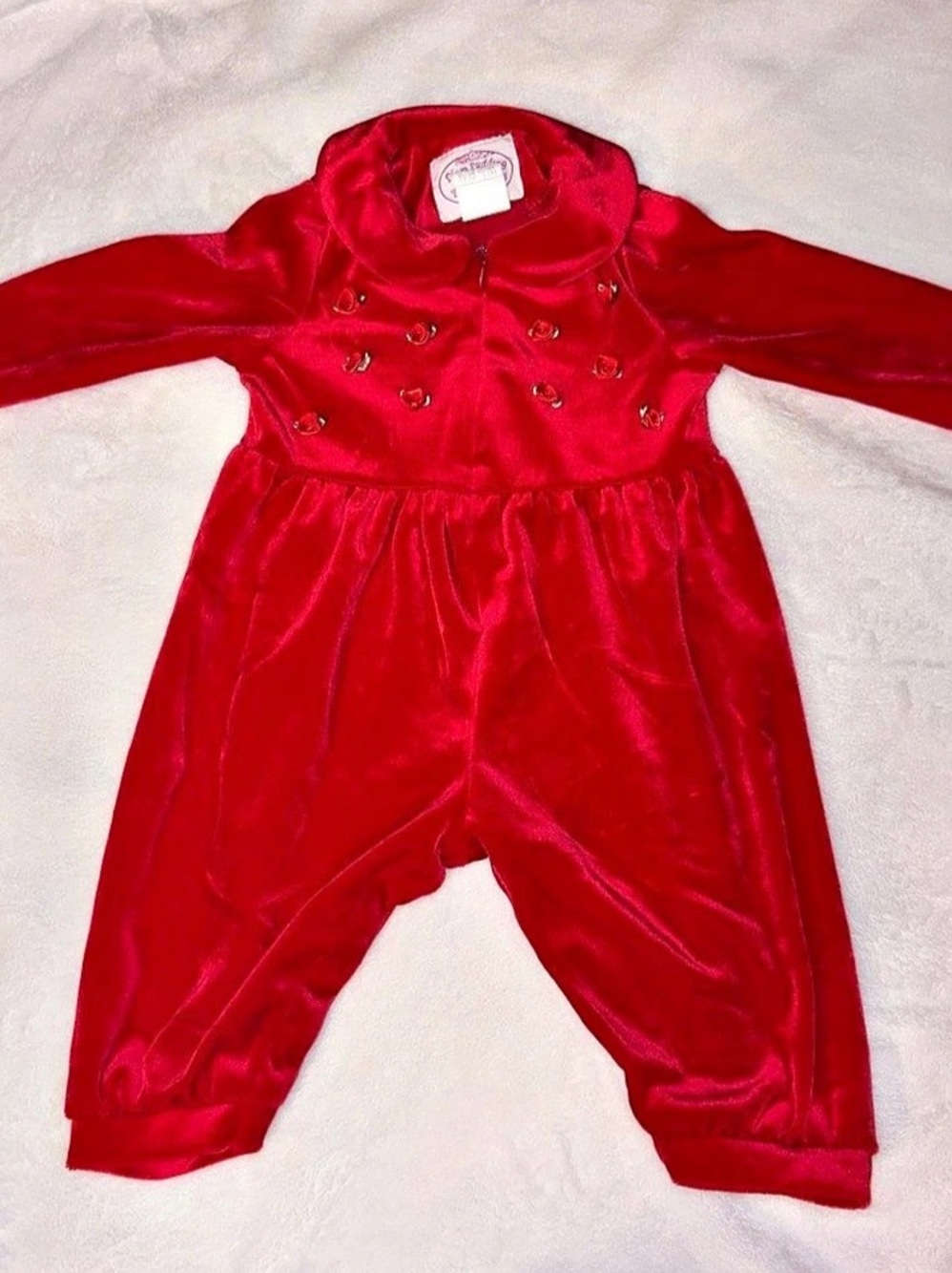 Vintage Plum Pudding Ltd. Red Velvet romper
12M